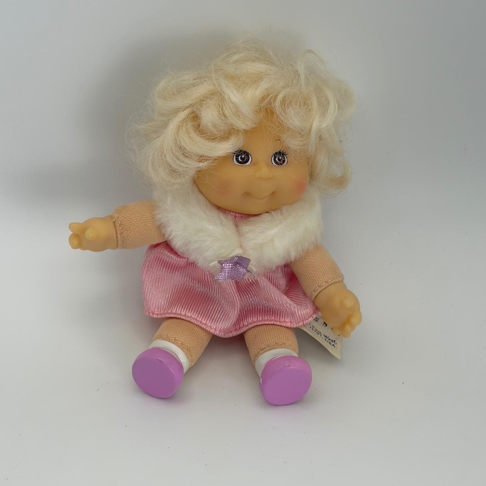 Vintage 1995 Cabbage Patch Kids Mattel Doll Blonde Pink Dress 5 Inch No Box